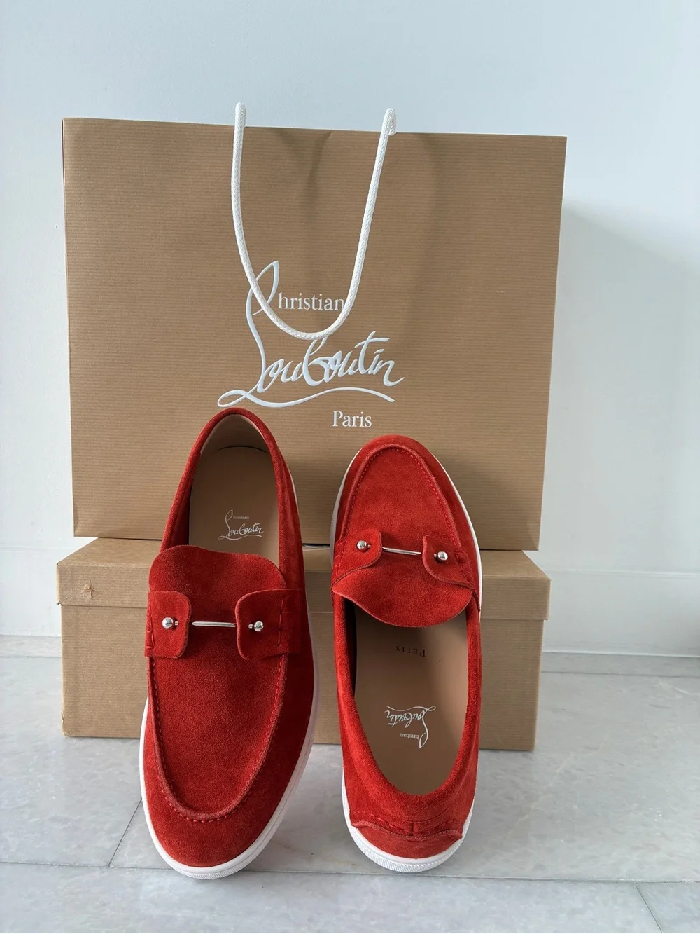 Christian Louboutin Men's Chambeliboat Nubuck Boat Shoes size 11 (44)